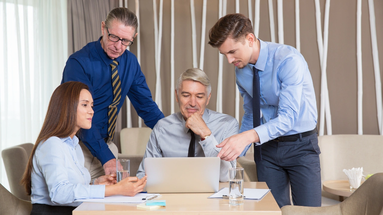 Leaders of an organization engaged in discussion